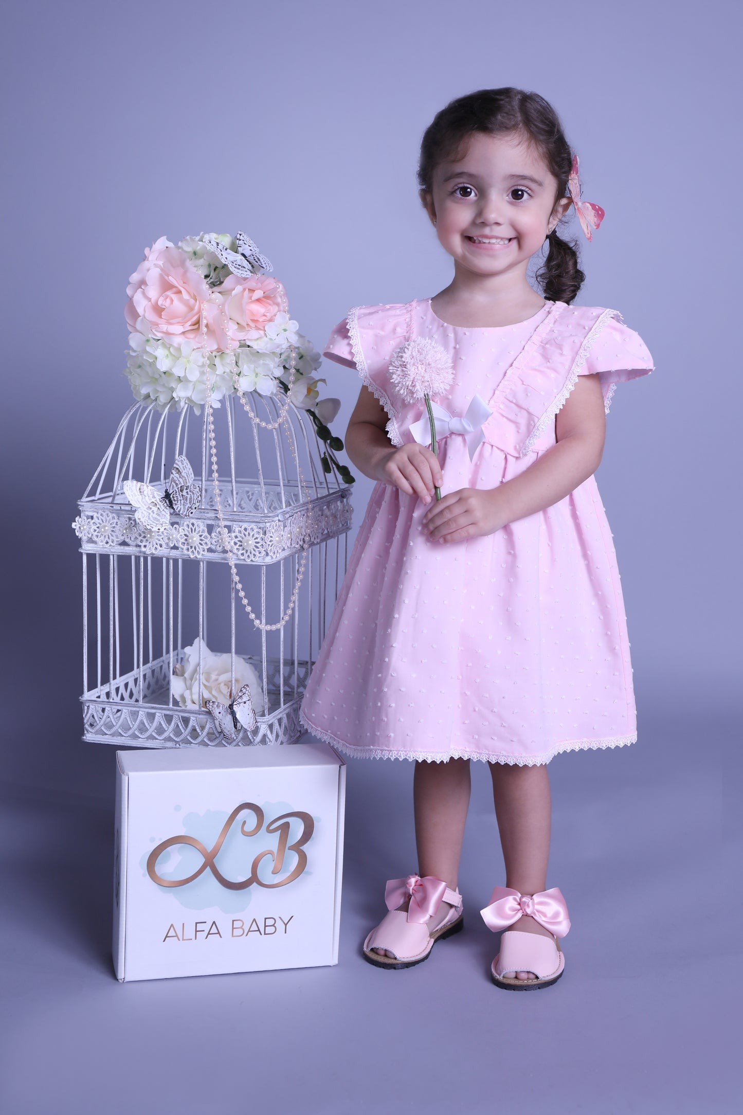 Pink Cotton Candy Fluttered Sleeves Dress and Bloomer Set