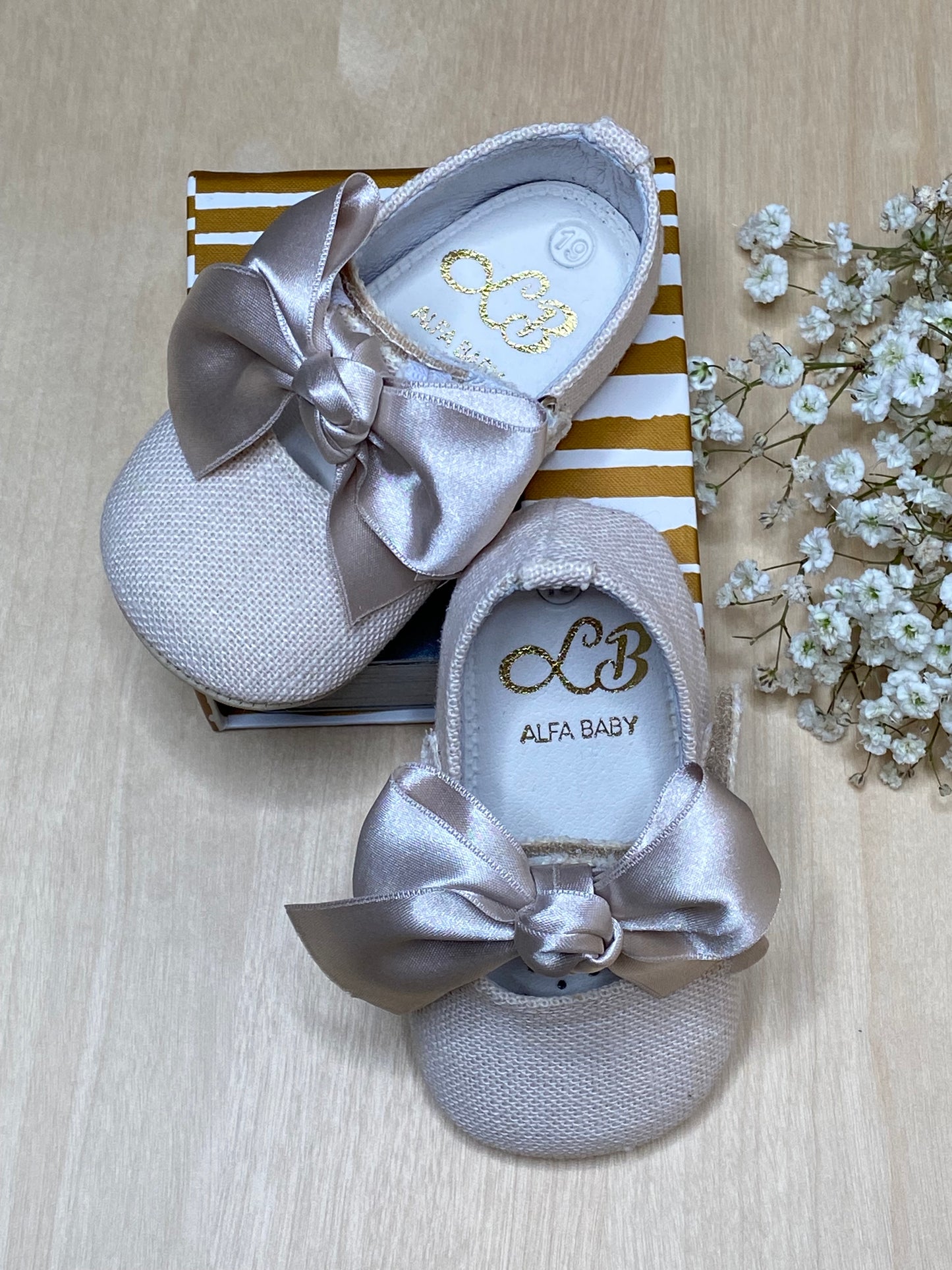 Linen-Newborn Girl Shoes-Top Side View