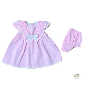 Open image in slideshow, Pink Cotton Candy Fluttered Sleeves Dress and Bloomer Set

