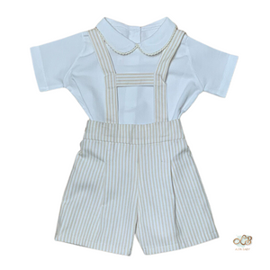 Open image in slideshow, Boys’ Suspenders Shorts and Shirt-Ivory Vanilla 
