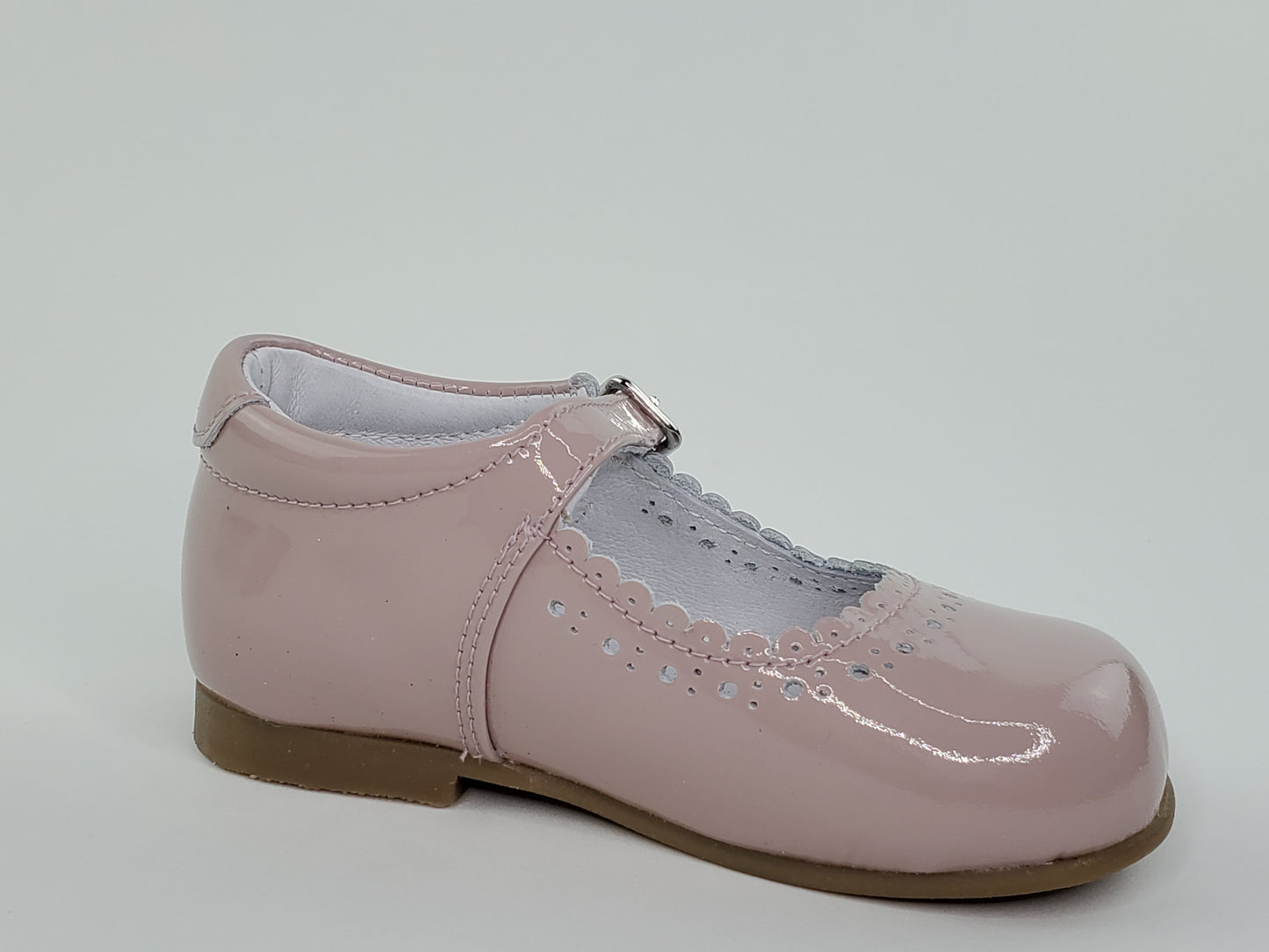 Dusty Pink Rose Patent Scalloped Girl's Mary Jane Shoes-Girl's Shoes- Girl's Shoes Store Girls Shoes Alfa Baby Boutique