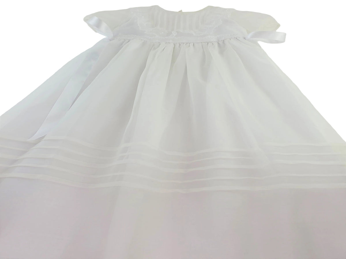Baby girl white silk organdy christening slip gown — The Seraphine by Alfa Baby Boutique