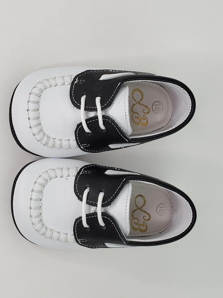 Napa White and Black Moc Pre-walker Shoes Boys Shoes Alfa Baby Boutique
