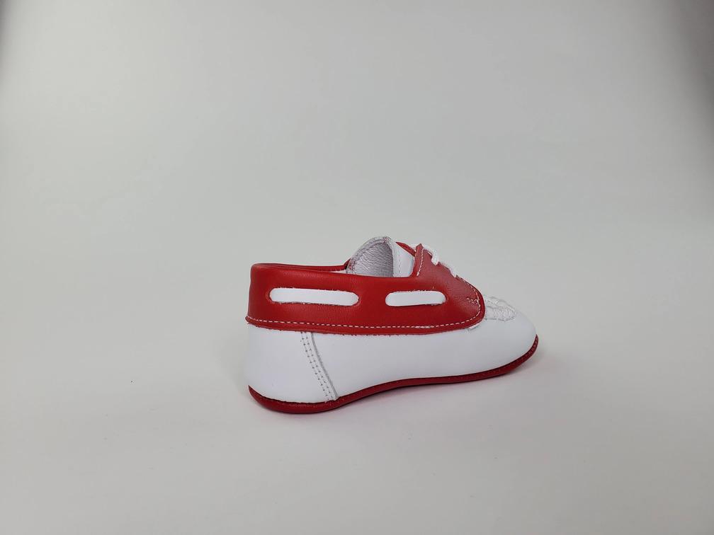Napa White and Red Moc Pre-walker Shoes-Toddler Boy Shoes Boys Shoes Alfa Baby Boutique