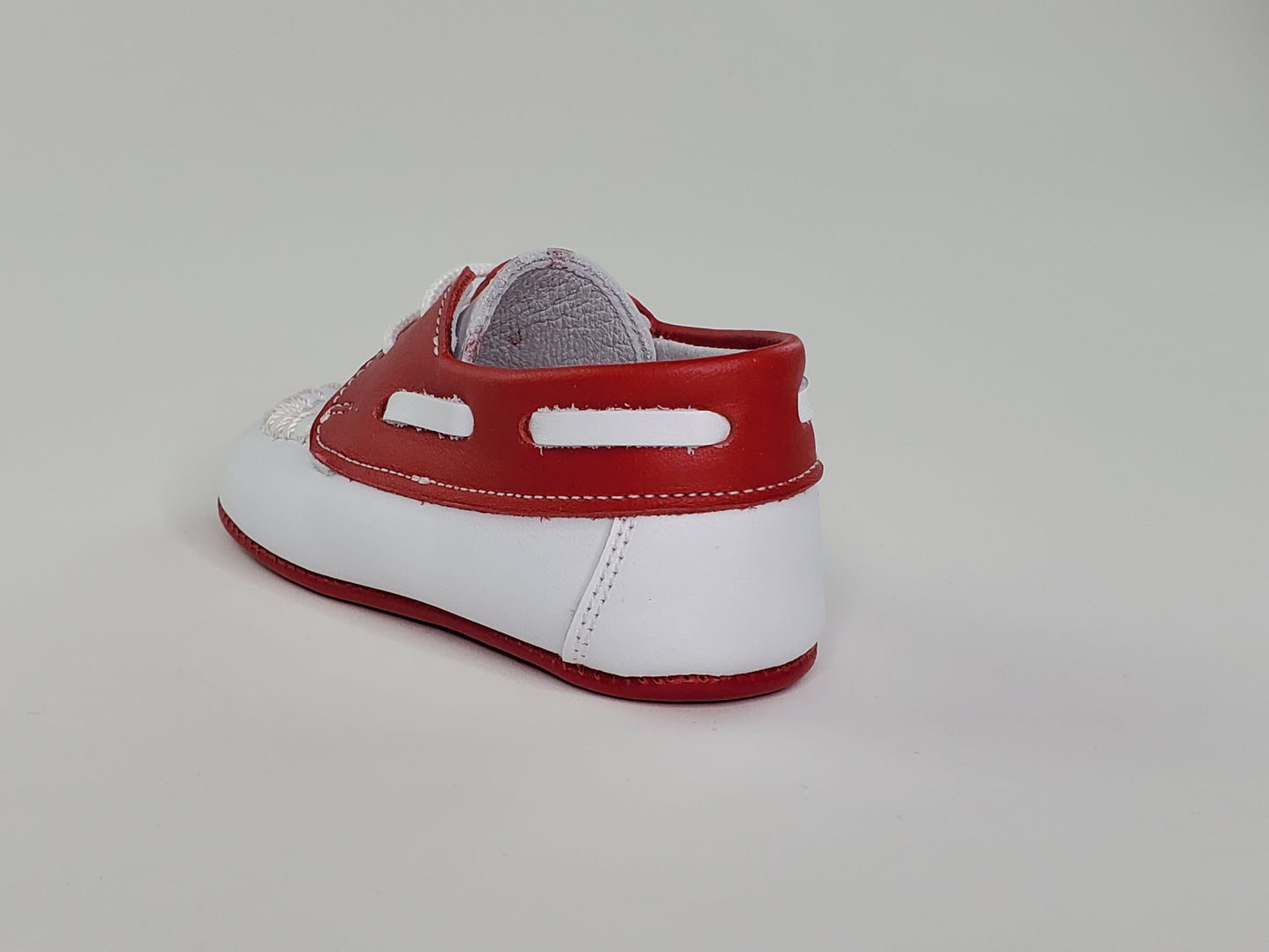 Napa White and Red Moc Pre-walker Shoes-Toddler Boy Shoes Boys Shoes Alfa Baby Boutique