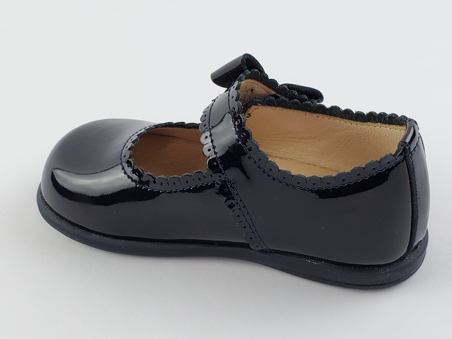 Navy Patent Cute Bow Scalloped Mary Jane Shoes-Toddler Girl Shoes Shoes Alfa Baby Boutique