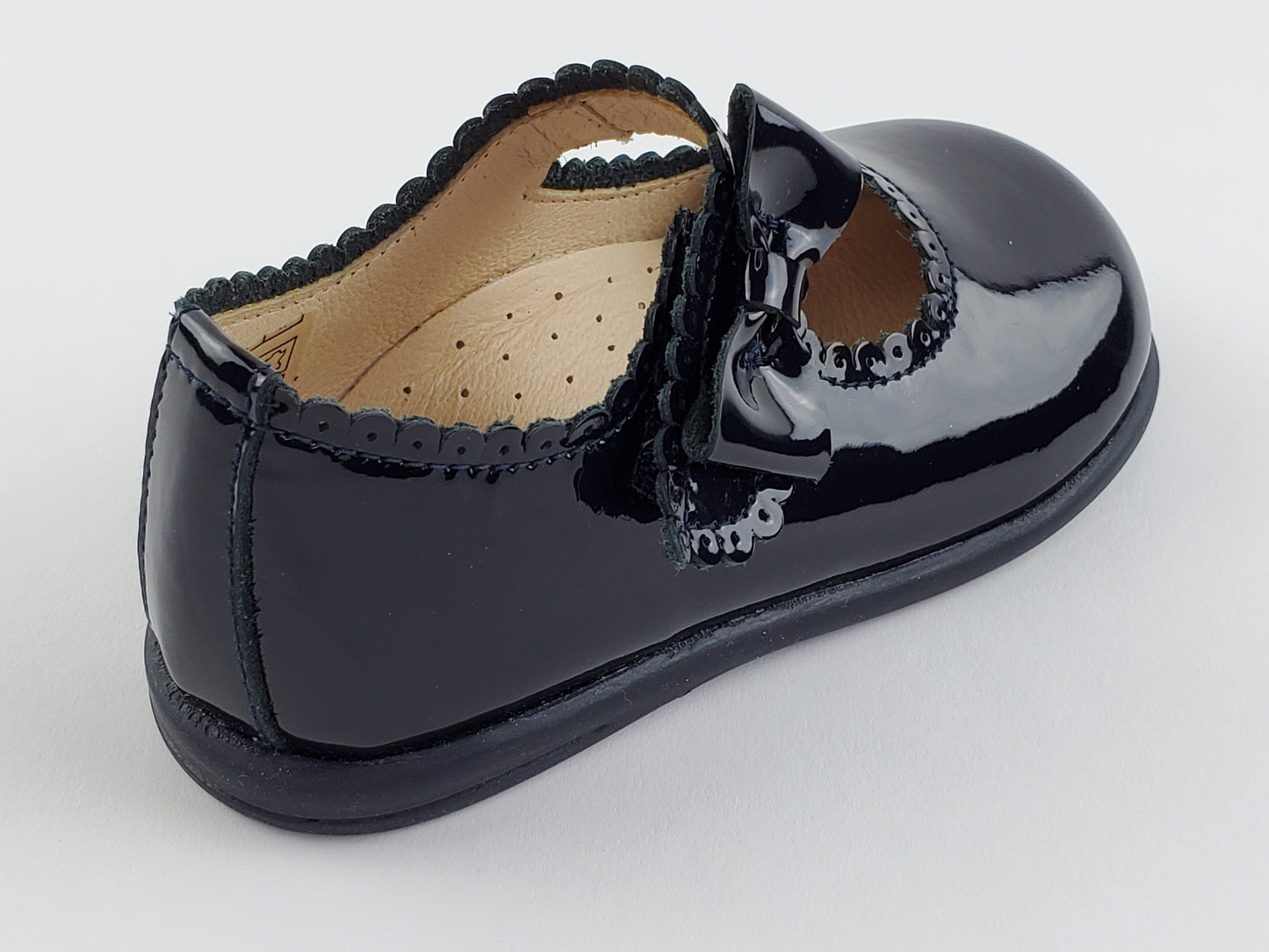 Navy Patent Cute Bow Scalloped Mary Jane Shoes-Toddler Girl Shoes Shoes Alfa Baby Boutique