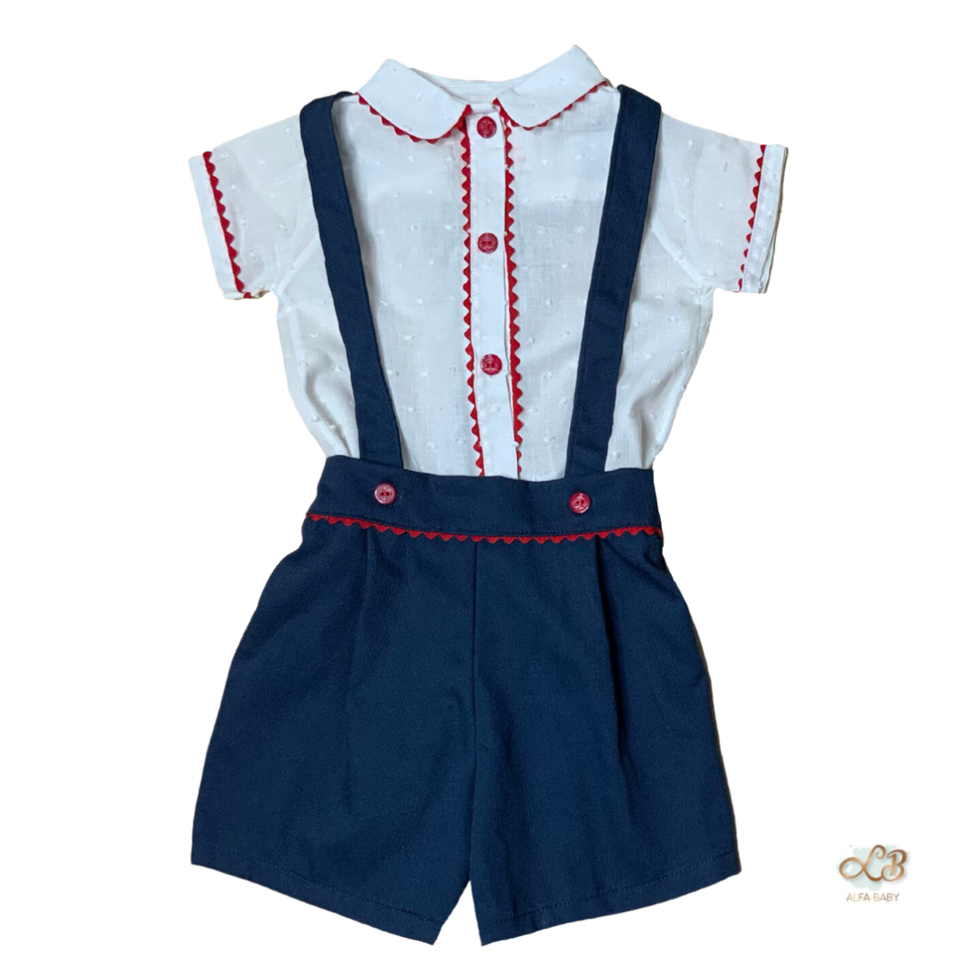 Red, White, and Blue Boys Set- Suspenders Short and Shirt