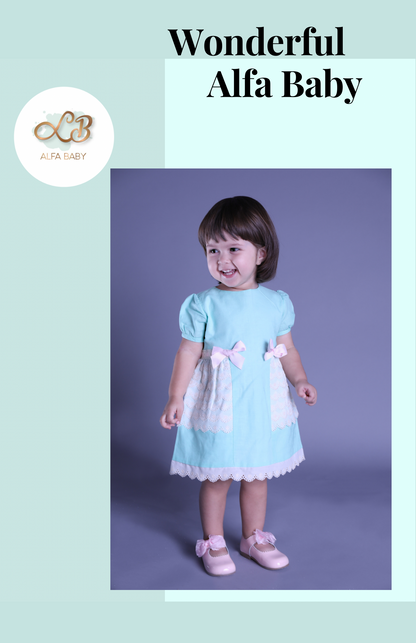 Puff Sleeve Mint Dress & Bloomers Set