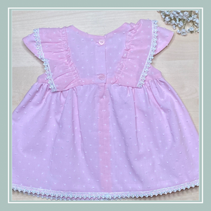 Pink Cotton Candy Fluttered Sleeves Dress and Bloomer Set