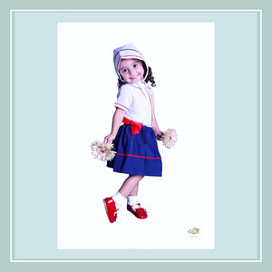 Red, white, and Blue Children’s Summer Outfit, Blouse, Bonnet, and Skirt Set