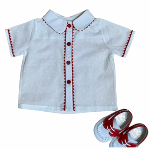 Red, White, and Blue Children’s Outfit-Set of Shirt and Suspender Shorts