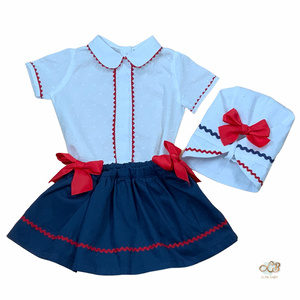 Open image in slideshow, Red, White, and Blue 3 pcs Summer Set-Baby Girl
