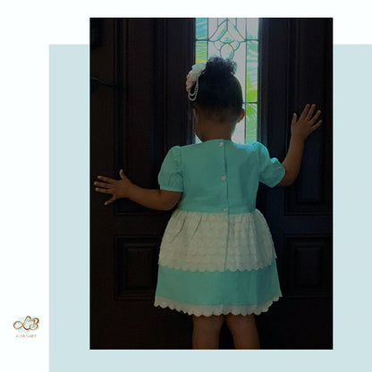 Puff Sleeve Mint Dress & Bloomers Set