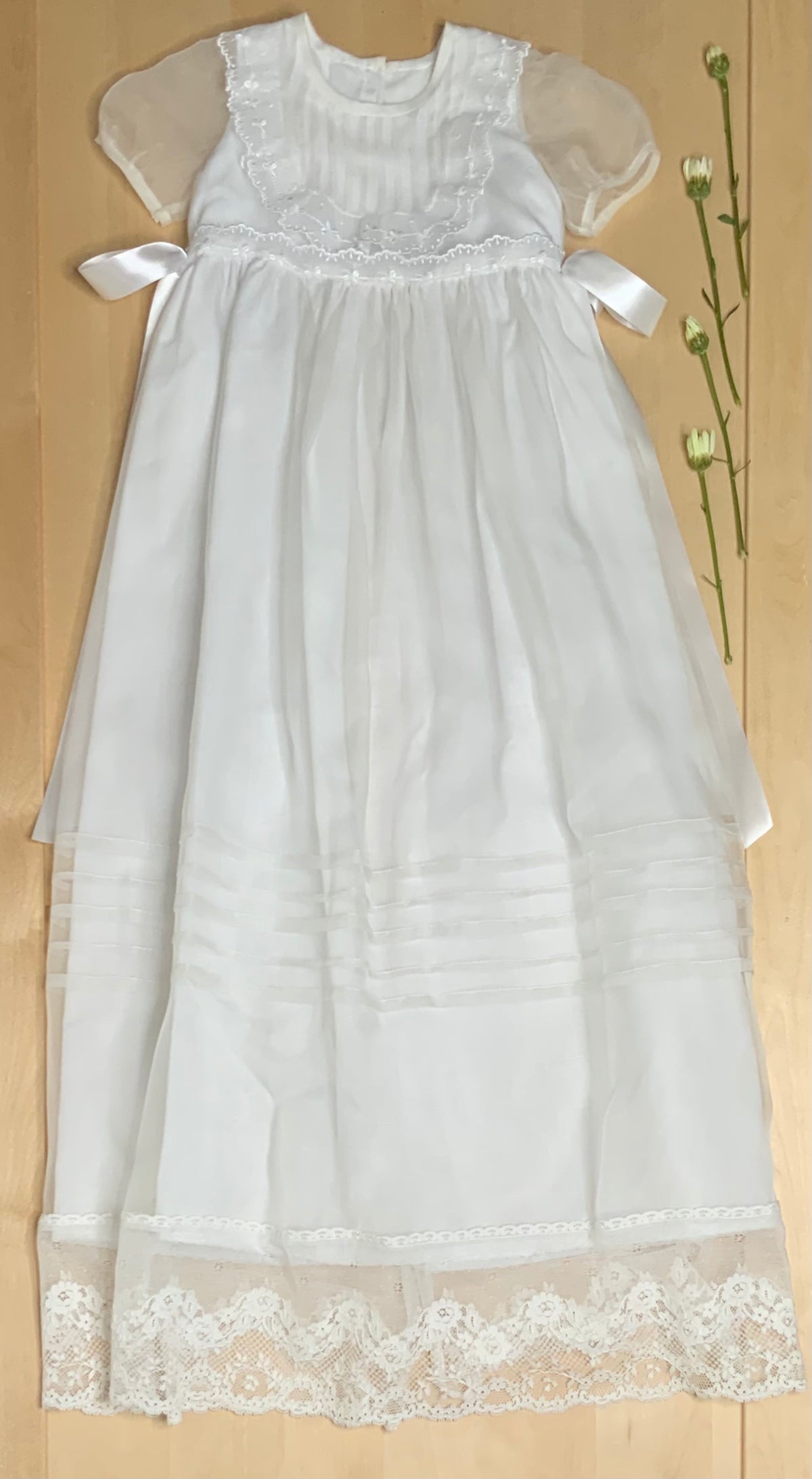 The Seraphine — White Silk Organza Christening Slip Gown