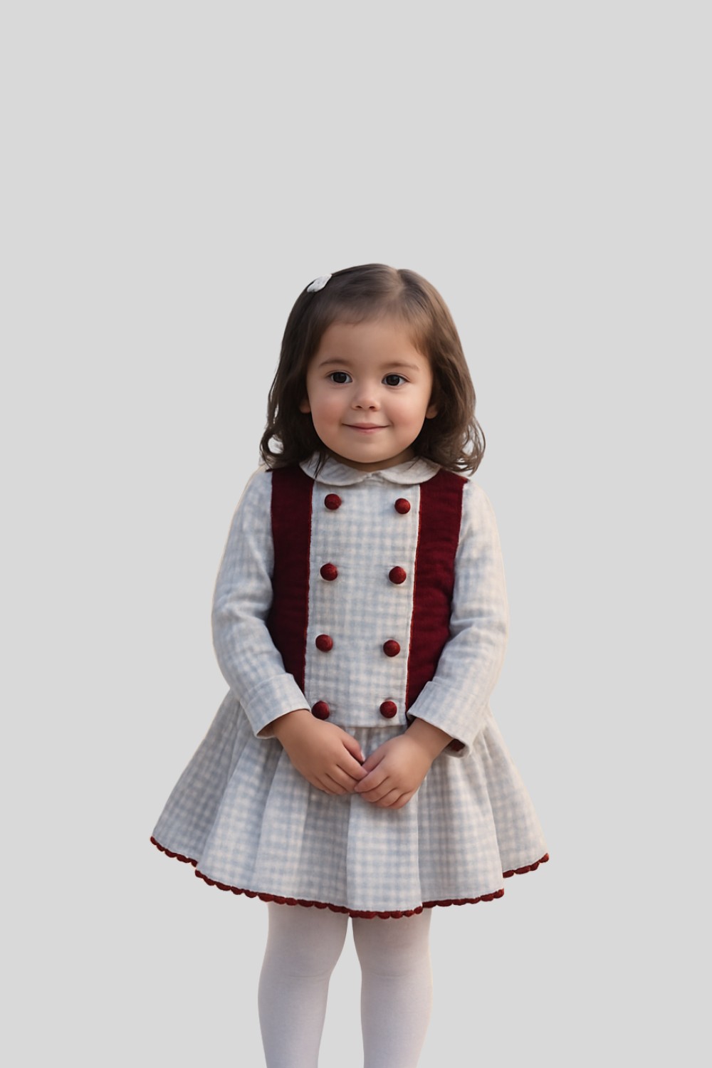 Houndstooth Baby Girl Dress Set - Matching Bonnet & Bloomers | Premium Toddler Outfit