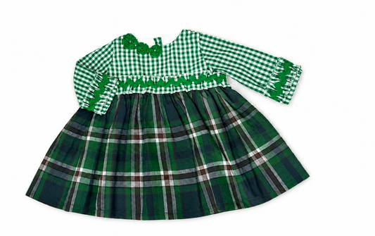 The Clover — Green Check & Plaid Empire Waist Dress Set
