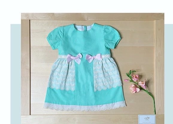 Puff Sleeve Mint Dress & Bloomers Set