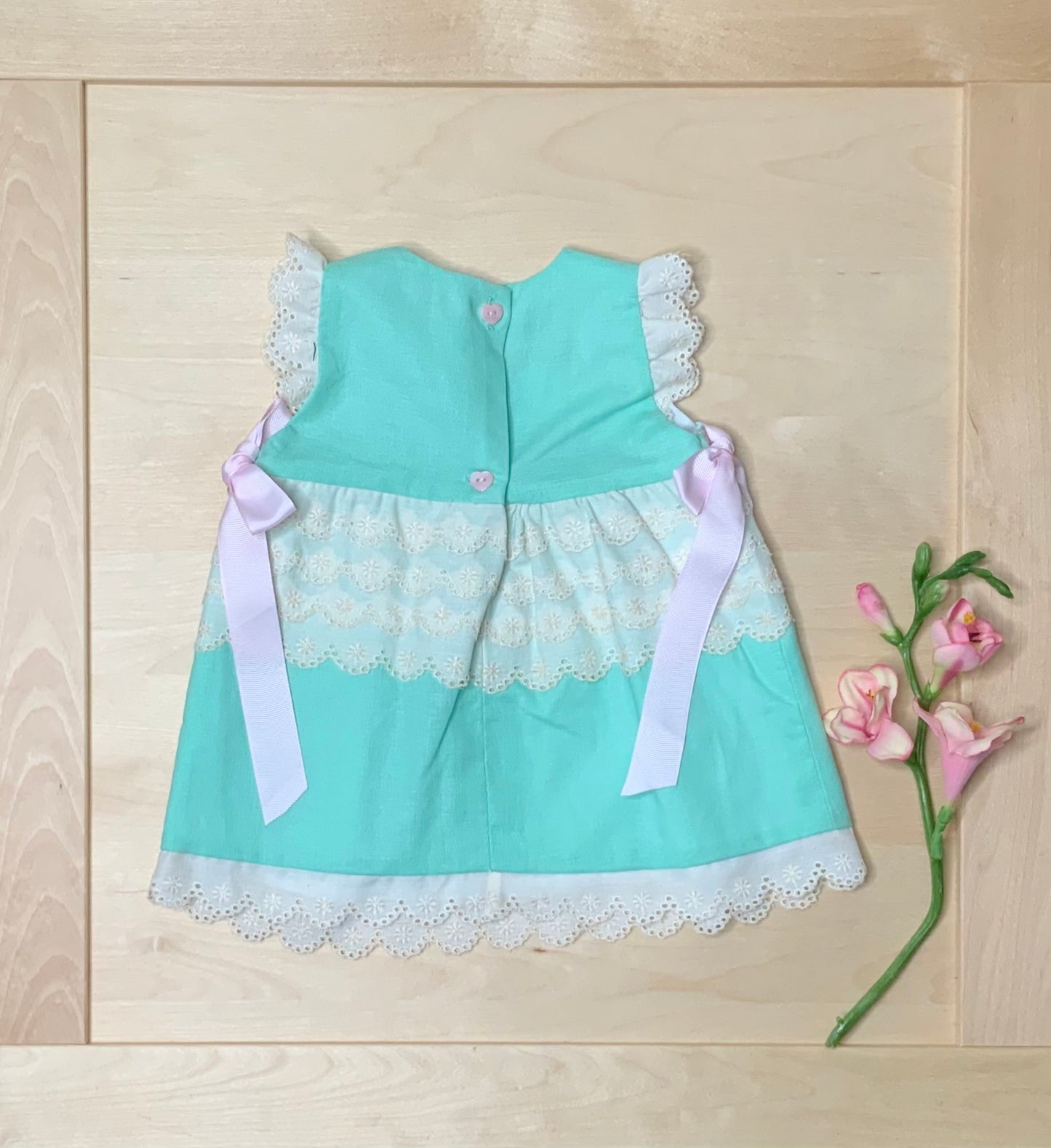 The Petite Mint — Mint Linen Flutter Sleeve Dress & Bloomers Set