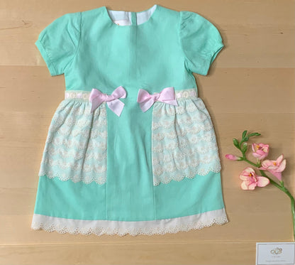 The Mint — Mint Linen Puffed Sleeve Dress & Bloomers Set