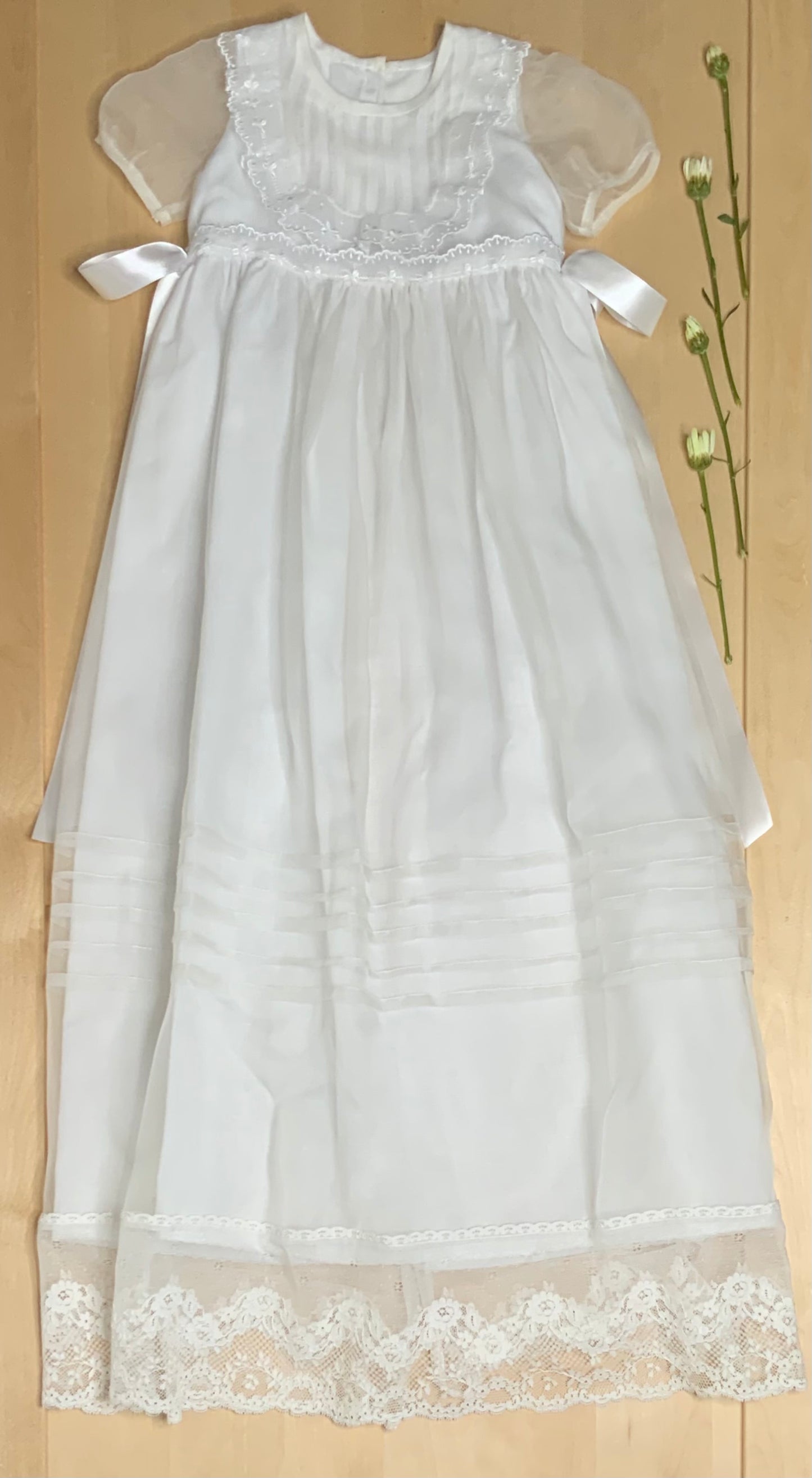 The Seraphine — White Silk Organdy Christening Slip Gown