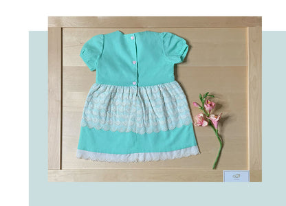 Puff Sleeve Mint Dress & Bloomers Set