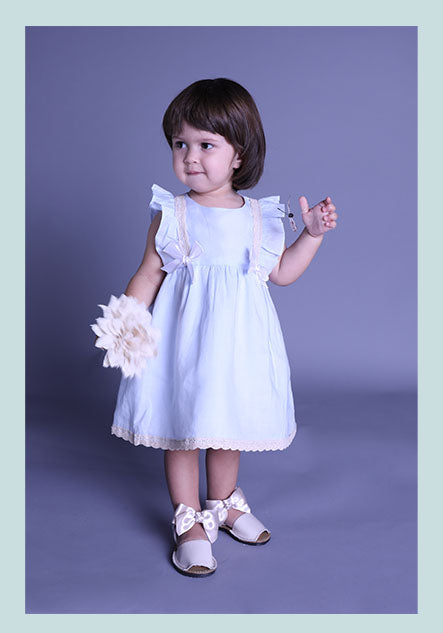 Sky Blue Linen Empire Waist Dress & Bloomers-Girl Dress - Alfa Baby Alfa Baby Boutique Sky Blue Linen Empire Waist Dress & Bloomers-Girl Dress - Alfa Baby Alfa Baby Boutique