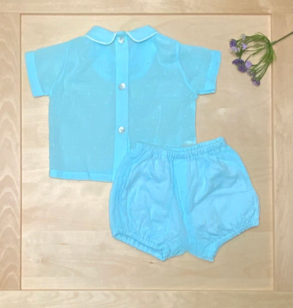 The Ciel — Baby Blue Plumeti Shirt & Bubble Shorts Set
