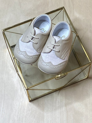 Newborn & Baby Boy Shoes/Lace up Front Beige/Tan