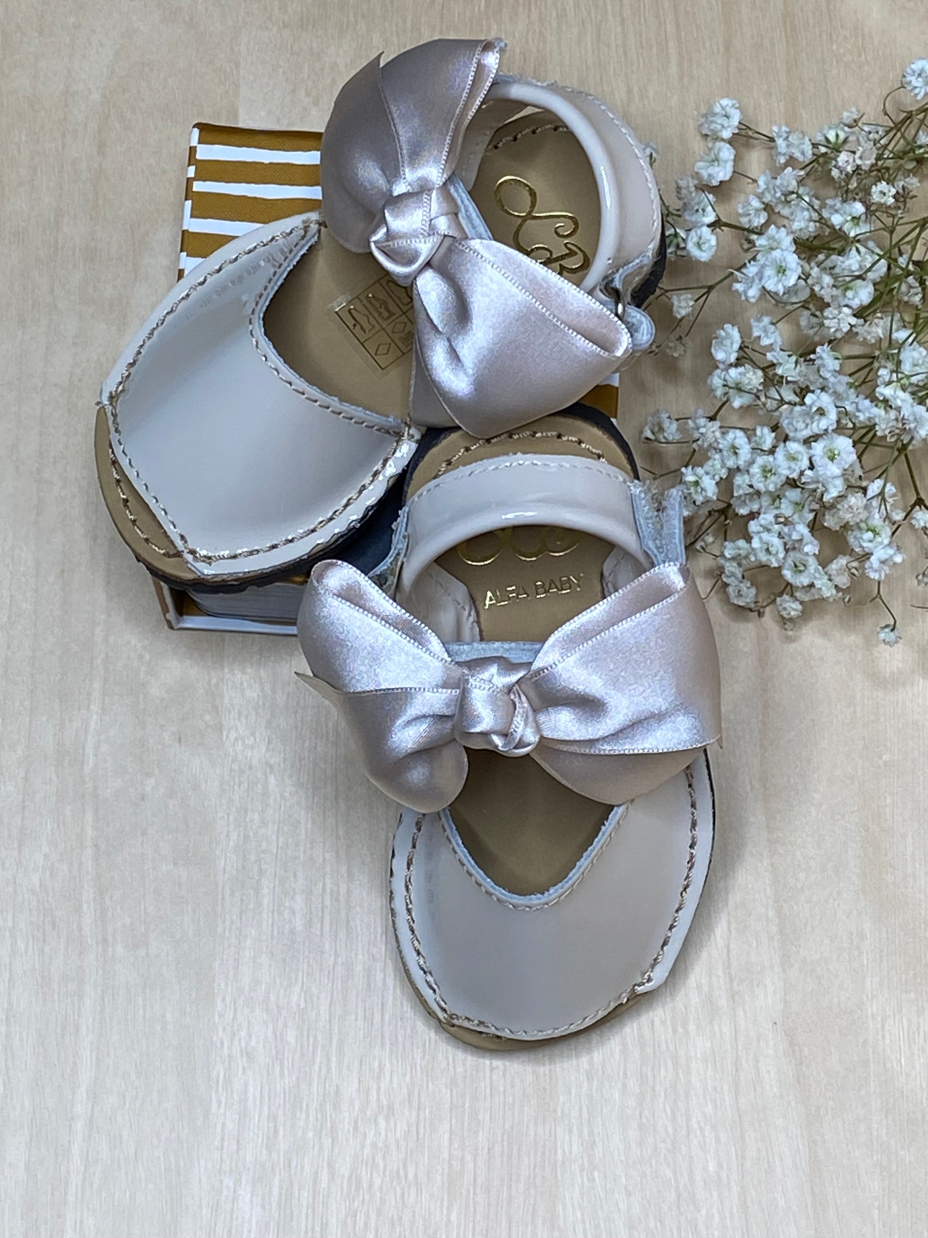 Sandy Beach Satin Bow Sandals-Toddler Girl Shoes