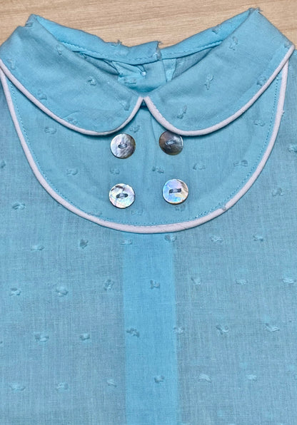 The Ciel — Baby Blue Plumeti Shirt & Bubble Shorts Set