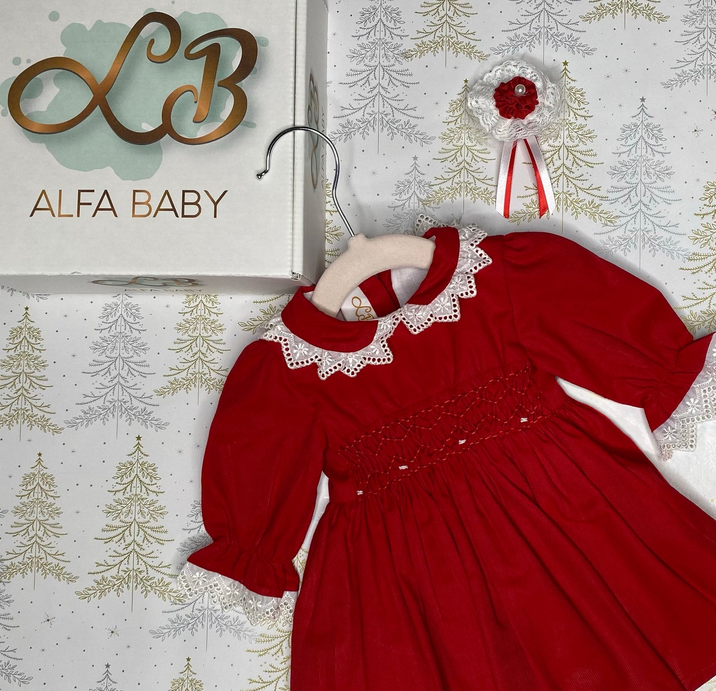 Red Dress, Hand Smocked, Long Sleeve, Baby & Toddler
