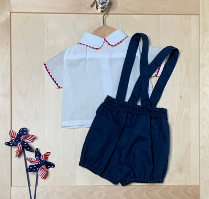 Toddler Boy July 4th Plumeti Shirt & Suspender Shorts Set — The Lincoln