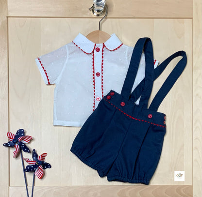 Toddler Boy July 4th Plumeti Shirt & Suspender Shorts Set — The Lincoln