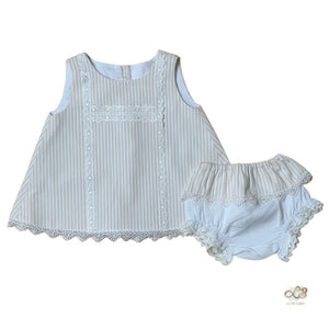 Gorgeous Ivory Vanilla Summer  Dress and Bloomers Set