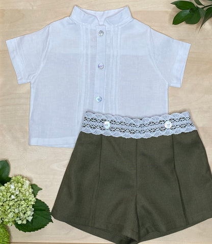 Baby Boy White Linen Shirt & Shorts Summer Set — The Oliver
