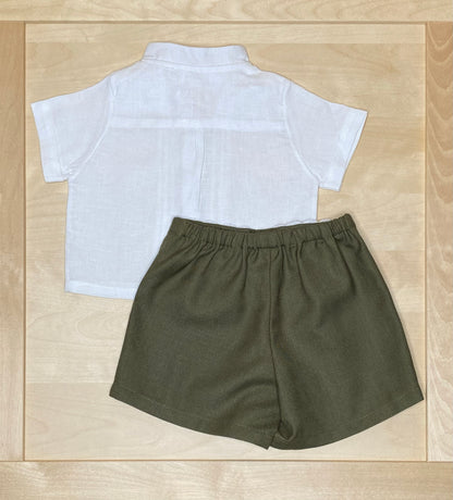 Baby Boy White Linen Shirt & Shorts Summer Set — The Oliver