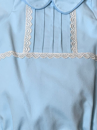 The Bluebell — Baby Blue Pique Pintuck Bubble Romper