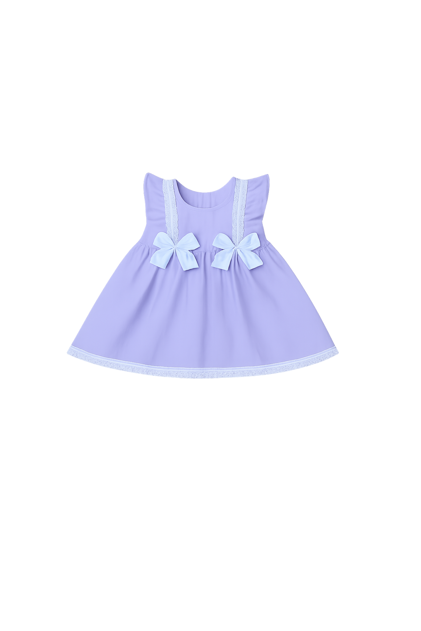 Lavender linen empire waist dress and bloomers set for infant girls - Alfa Baby Boutique
