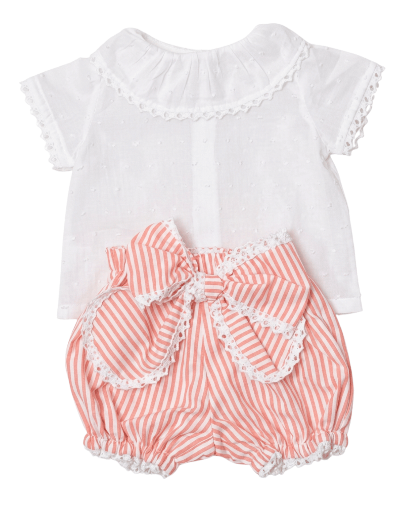 Toddler Girl Coral Plumeti Blouse & Stripe Bubble Shorts Summer Set — The Coral