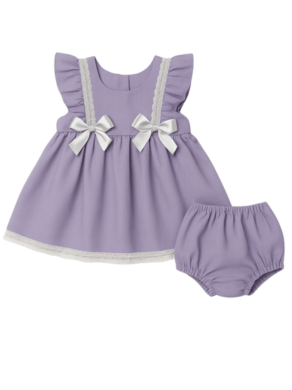 The Violet — Lavender Linen Empire Waist Dress & Bloomers Set