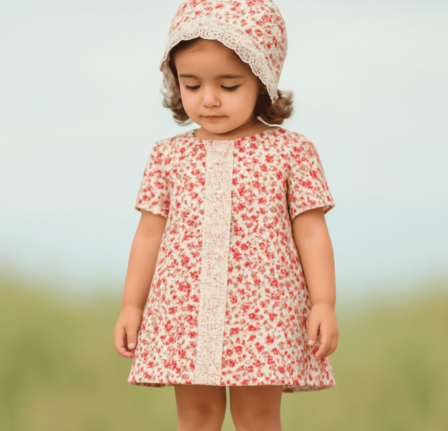 The Poppy — Red Floral Puffed Sleeve Dress & Bloomers Set