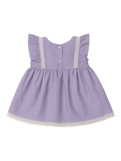 The Violet — Lavender Linen Empire Waist Dress & Bloomers Set
