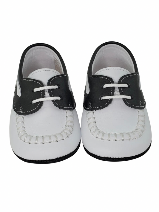 The Classic Two-Tone — White & Black Napa Leather Pre-Walker