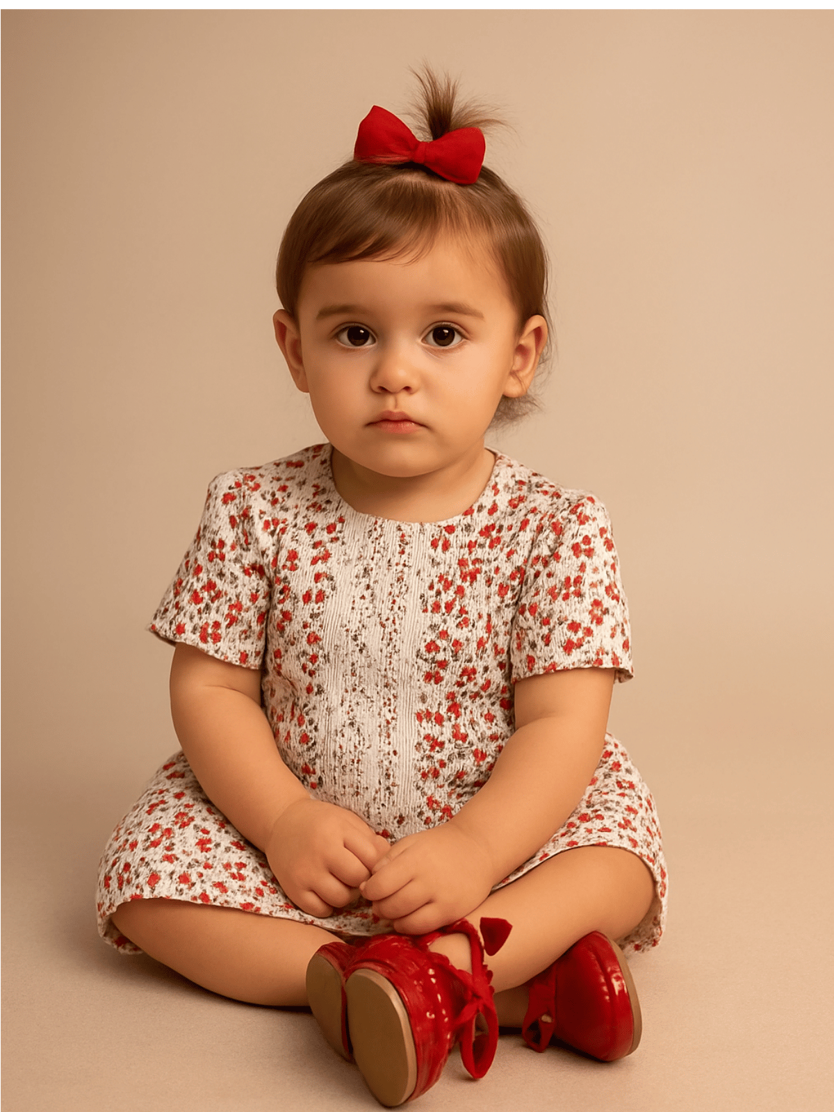 Baby Girl Red Floral Puffed Sleeve Dress & Bloomers Set — The Poppy