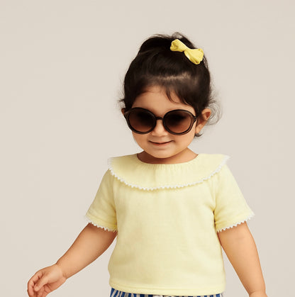 Toddler Girl Yellow Plumeti Blouse & Stripe Bubble Shorts Summer Set — The Canary