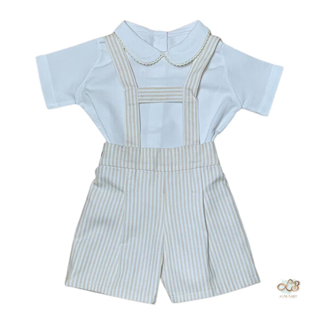 Baby boy white shorts with suspenders hotsell
