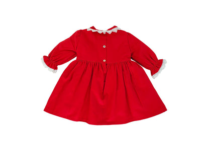 Long sleeve hand smocked red toddler dress - Alfa Baby Boutique
