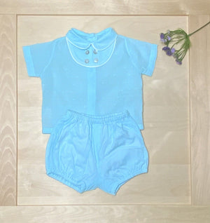Baby Blue Boy Set, Blue Plumeti Top and Shorts Shirt & Short Set Alfa Baby Boutique 