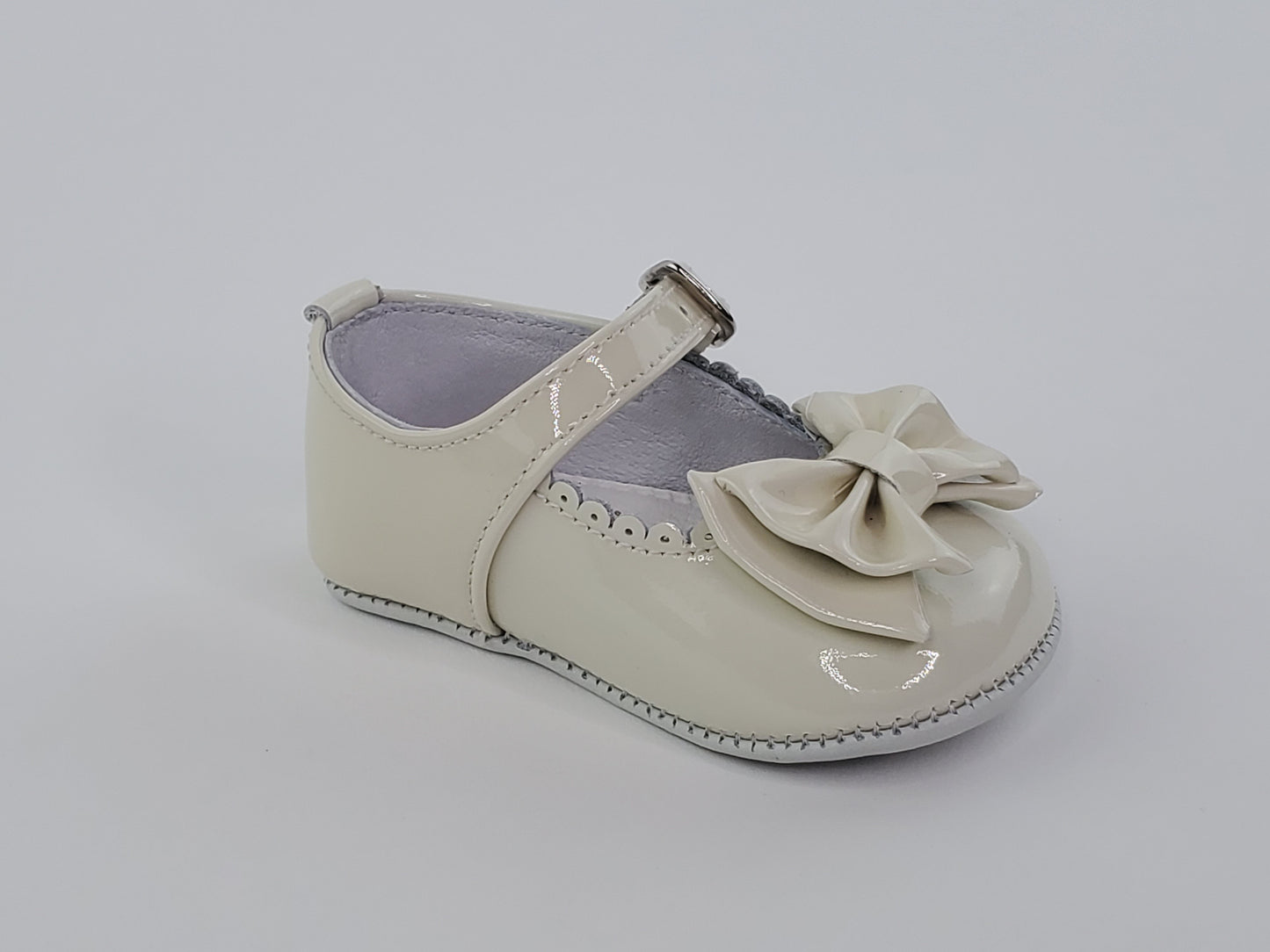 Baby Girl Beige Scalloped Mary Jane Pre-Walkers Shoes-Girl's Shoes-Girl's Shoes Store Girls Shoes Alfa Baby Boutique 